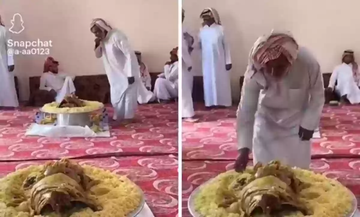مواطن سعودي يثير الجدل ويتناول الطعام قبل الضيوف